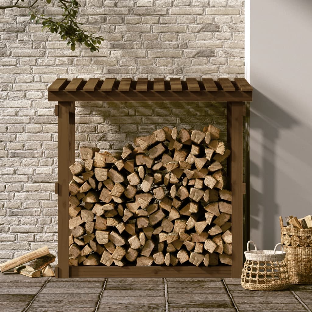 vidaXL Haardhoutrek 108x64,5x109 cm massief grenenhout honingbruin