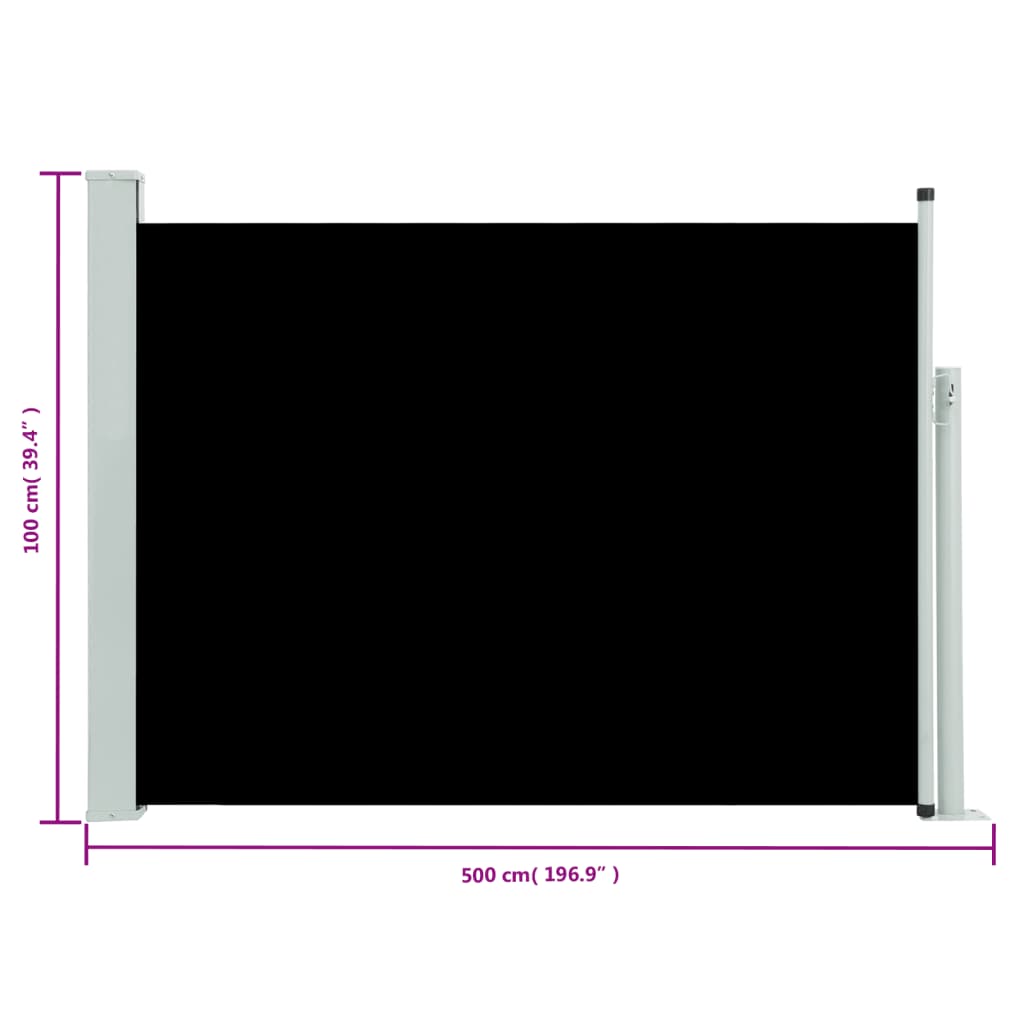 vidaXL Tuinscherm uittrekbaar 100x500 cm zwart
