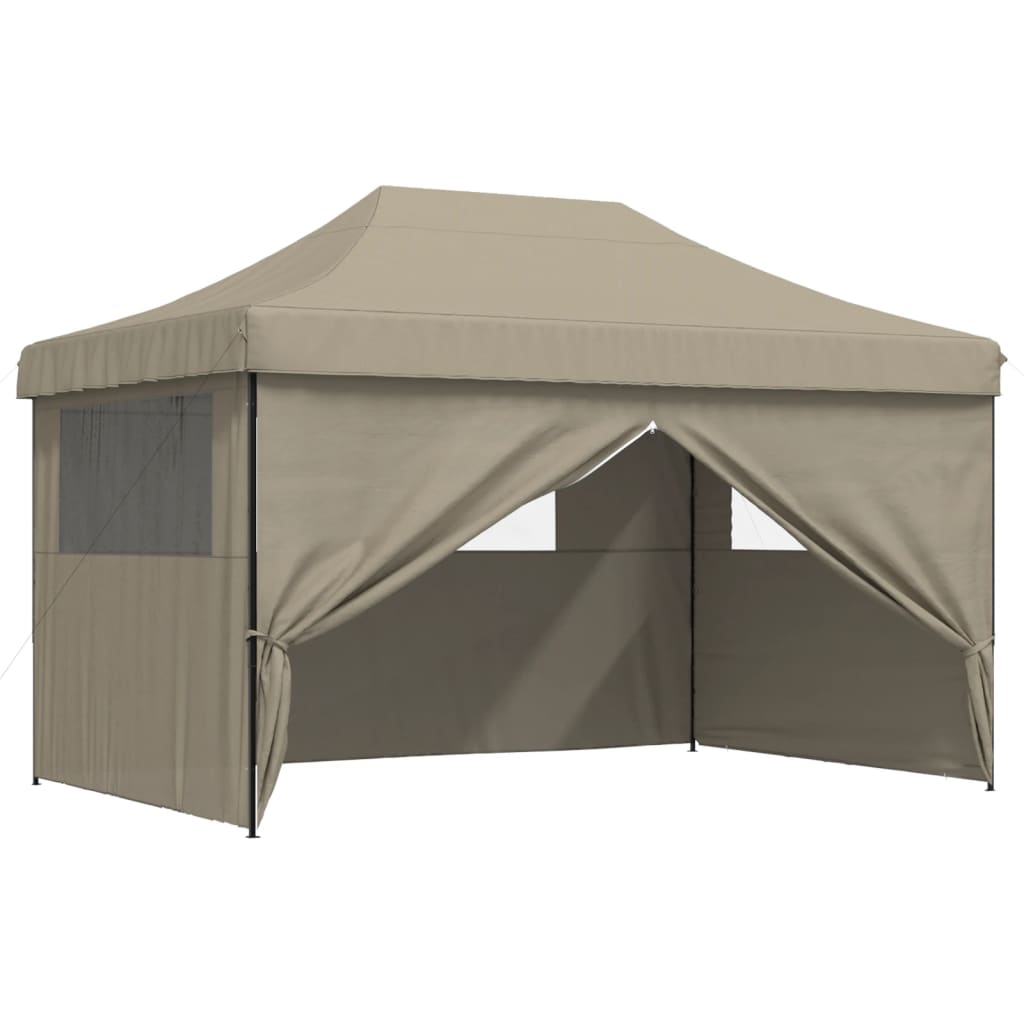 vidaXL Partytent inklapbaar pop-up met 4 zijwanden taupe