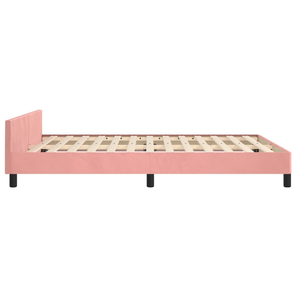 vidaXL Bedframe met hoofdeinde fluweel roze 140x200 cm