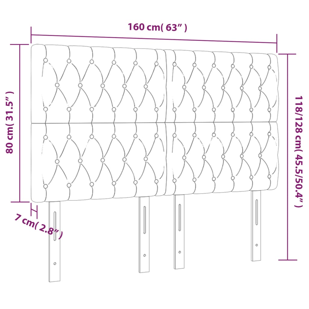 vidaXL Hoofdborden 4 st 80x7x78/88 cm fluweel zwart