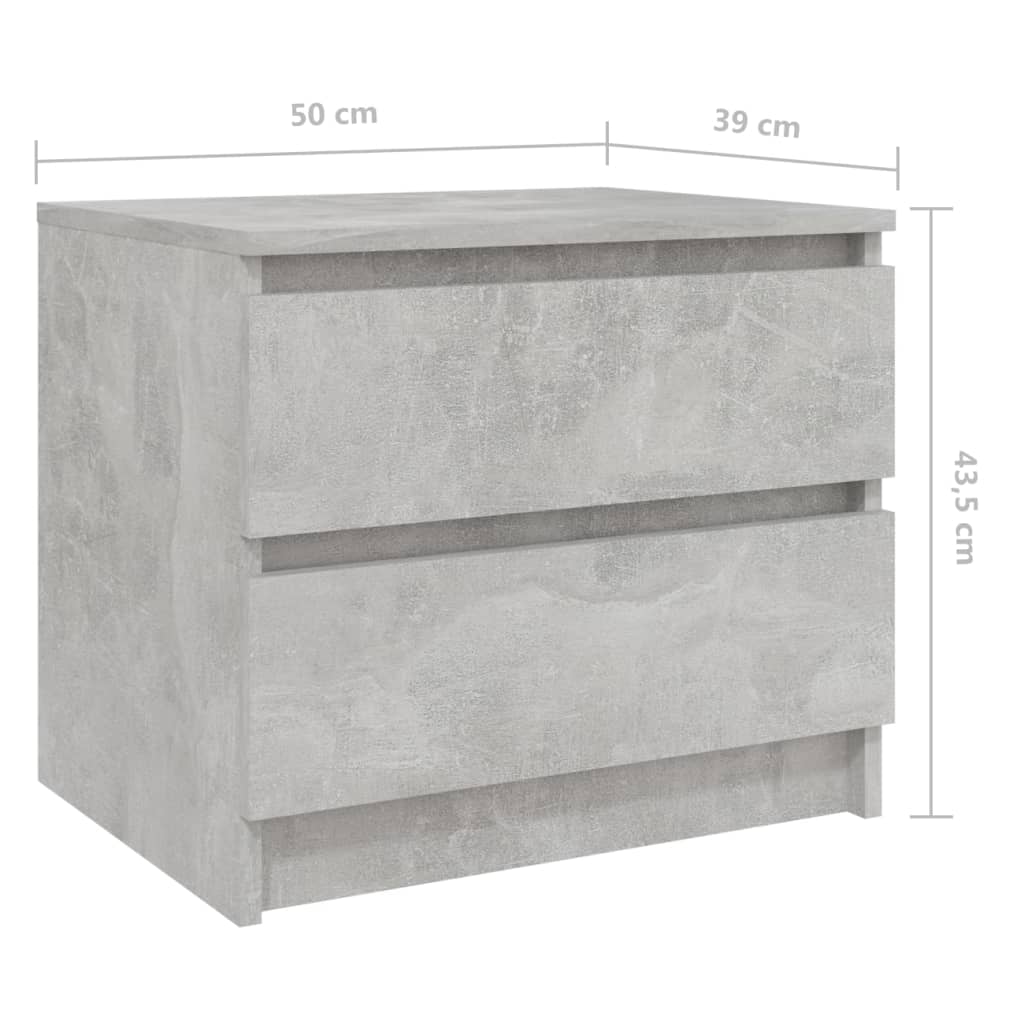 vidaXL Nachtkastjes 2 st 50x39x43,5 cm spaanplaat betongrijs