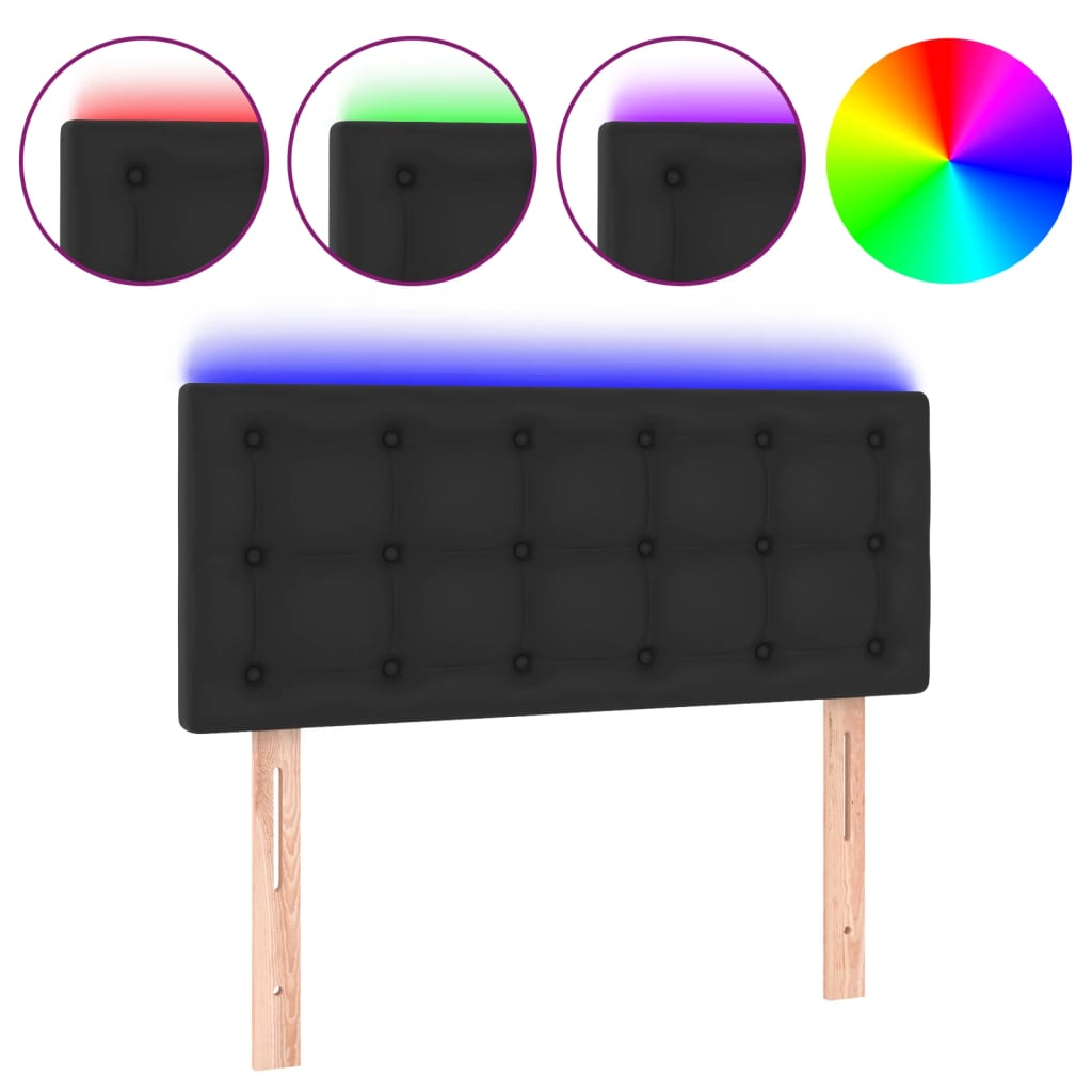 vidaXL Hoofdbord LED 100x5x78/88 cm kunstleer zwart
