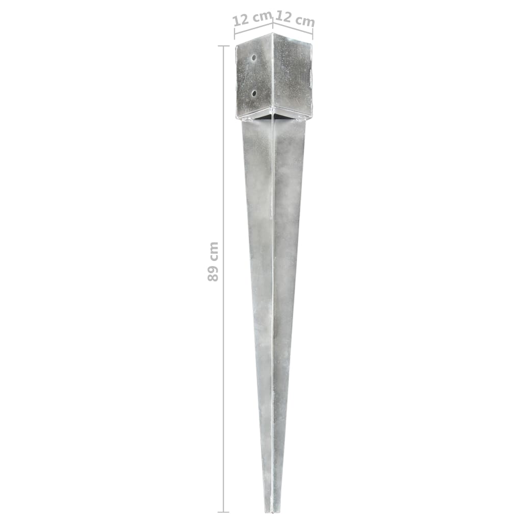 vidaXL Grondpinnen 6 st 12x12x89 cm gegalvaniseerd staal zilverkleurig