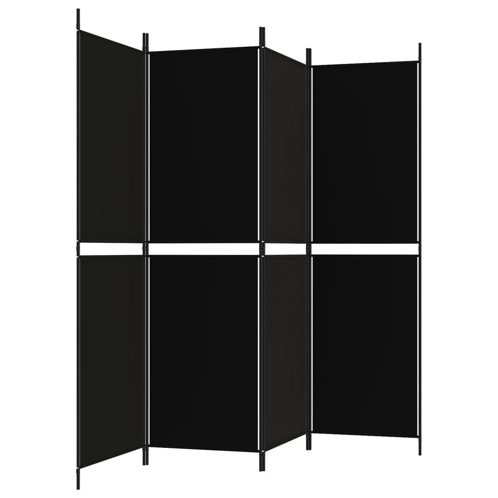 vidaXL Kamerscherm met 4 panelen 200x180 cm stof zwart