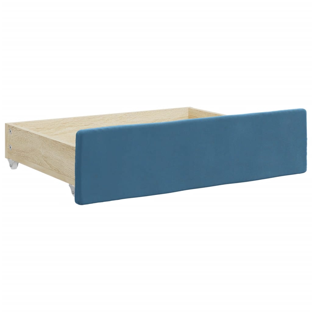 vidaXL Bedlades 2 st bewerkt hout en fluweel blauw