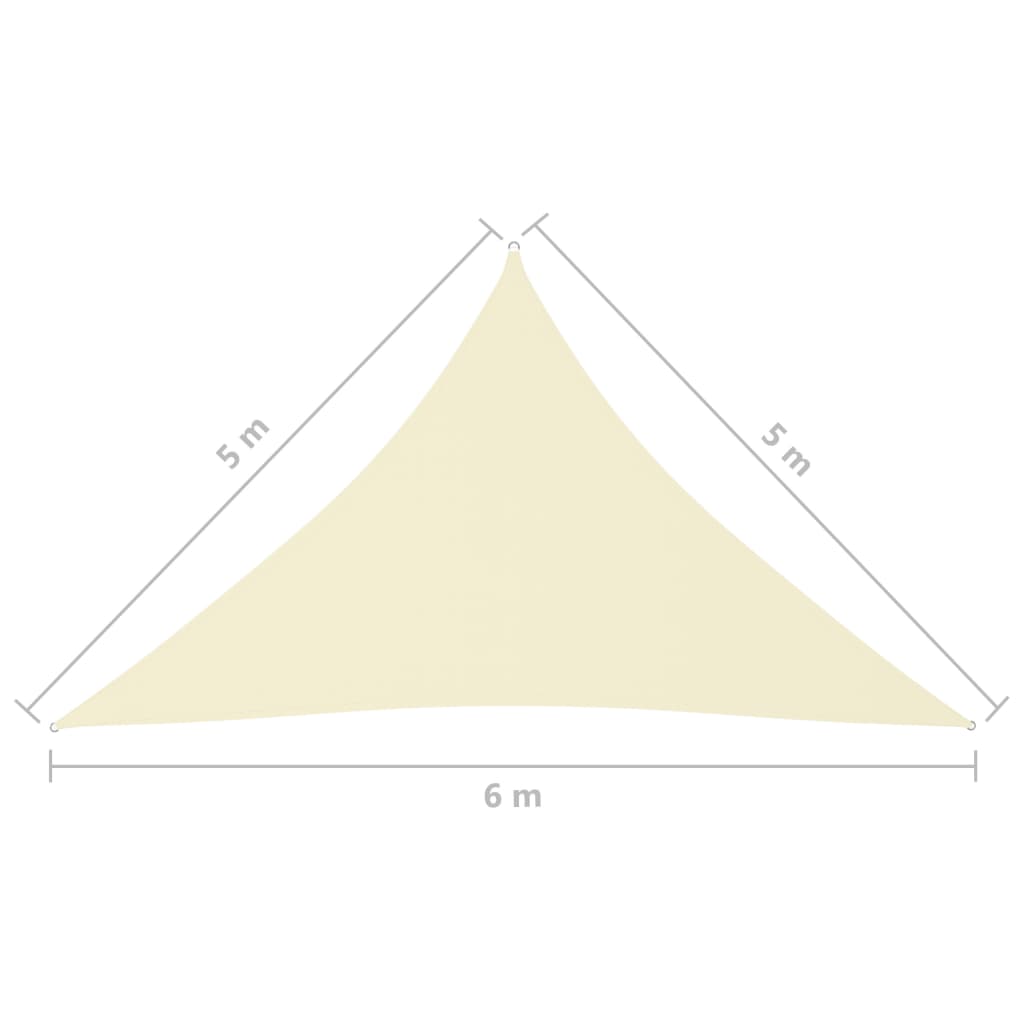 vidaXL Zonnescherm driehoekig 5x5x6 m oxford stof crèmekleurig