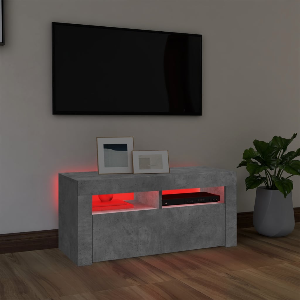 vidaXL Tv-meubel met LED-verlichting 90x35x40 cm betongrijs