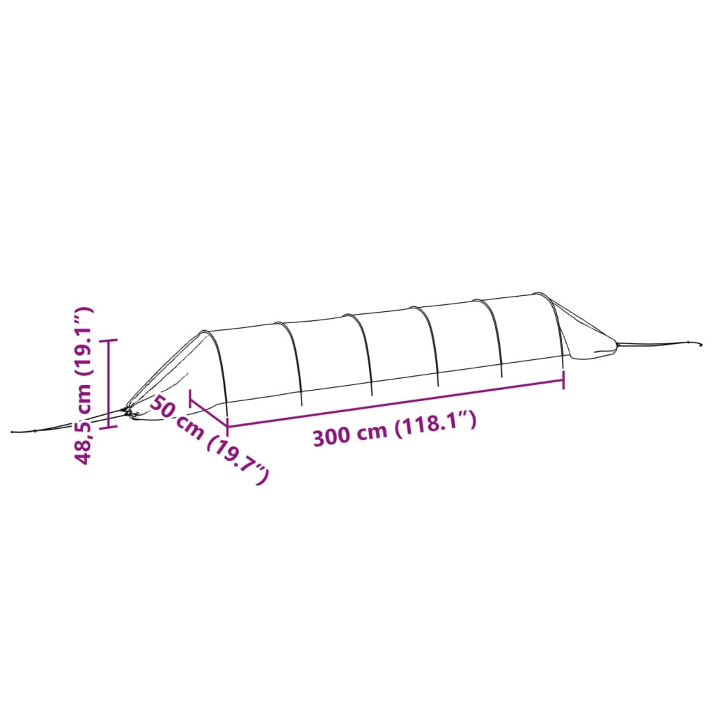 vidaXL Kweektunnel 300x50x48,5 cm staal en polyetheen zwart