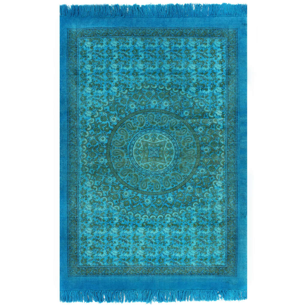 vidaXL Kelim vloerkleed met patroon 120x180 cm katoen turquoise
