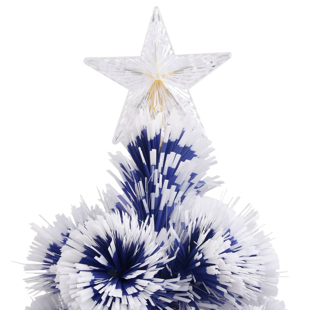 vidaXL Kunstkerstboom met verlichting 180 cm glasvezel wit en blauw