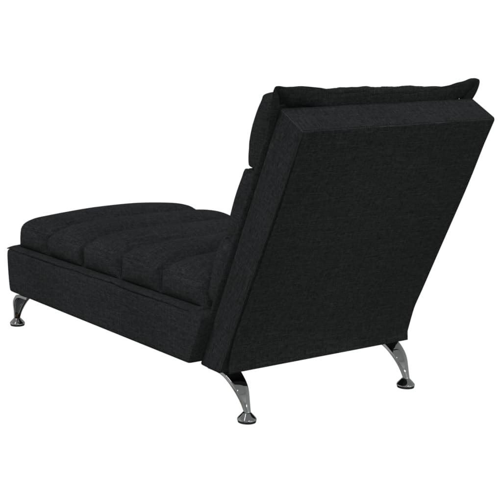 vidaXL Massage chaise longue met kussens stof zwart