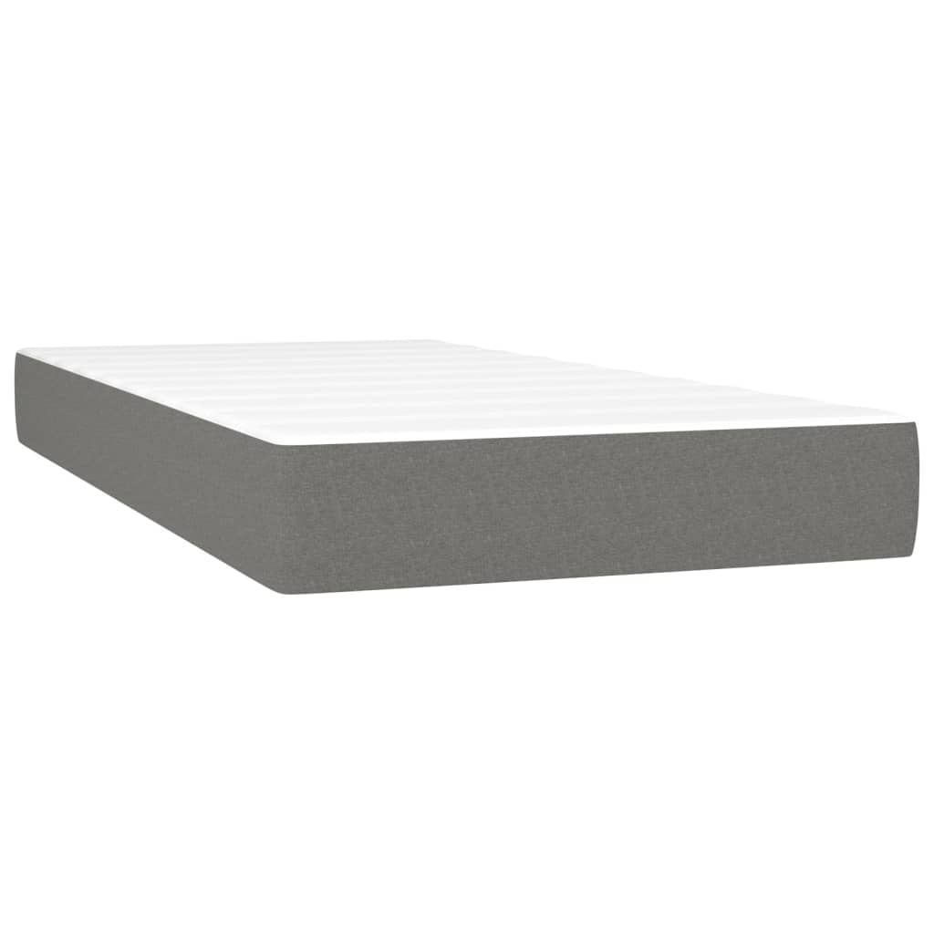 vidaXL Boxspring met matras stof donkergrijs 90x200 cm