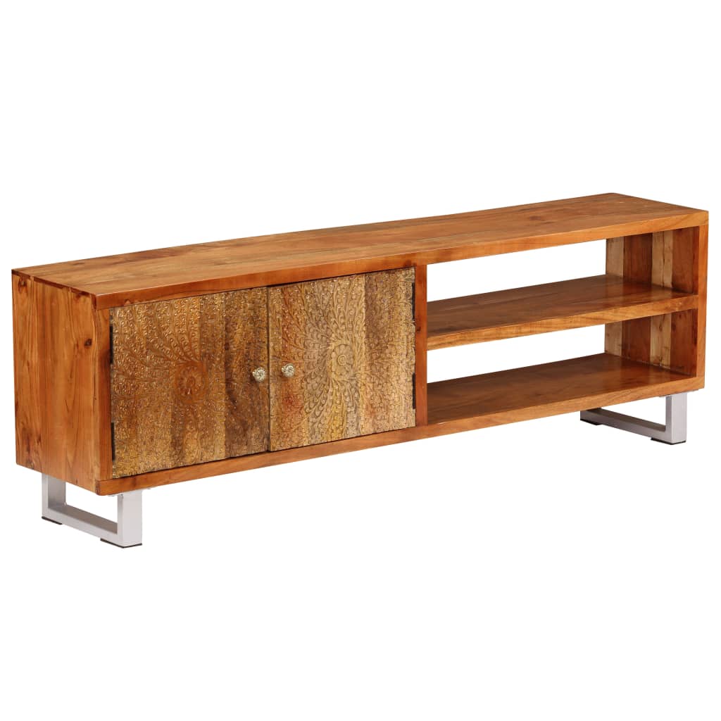 vidaXL Tv-meubel met bewerkte deuren 140x30x40 cm massief hout