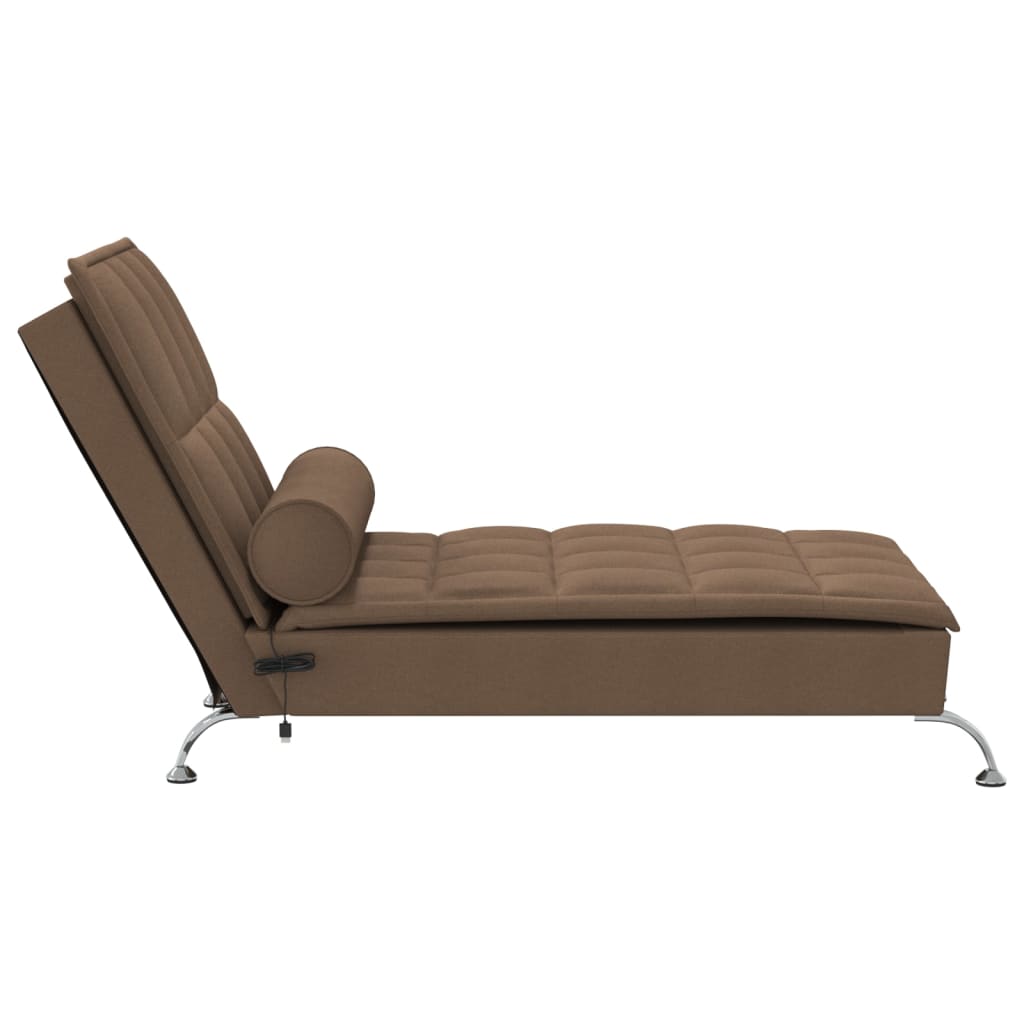 vidaXL Massage chaise longue met bolster stof bruin