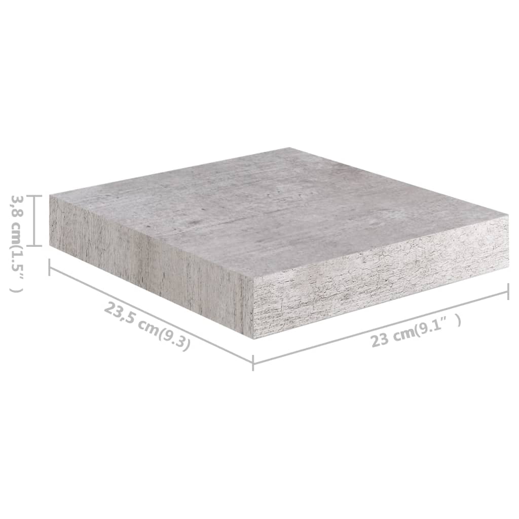 vidaXL Wandschappen 4 st zwevend 23x23,5x3,8 cm MDF betongrijs