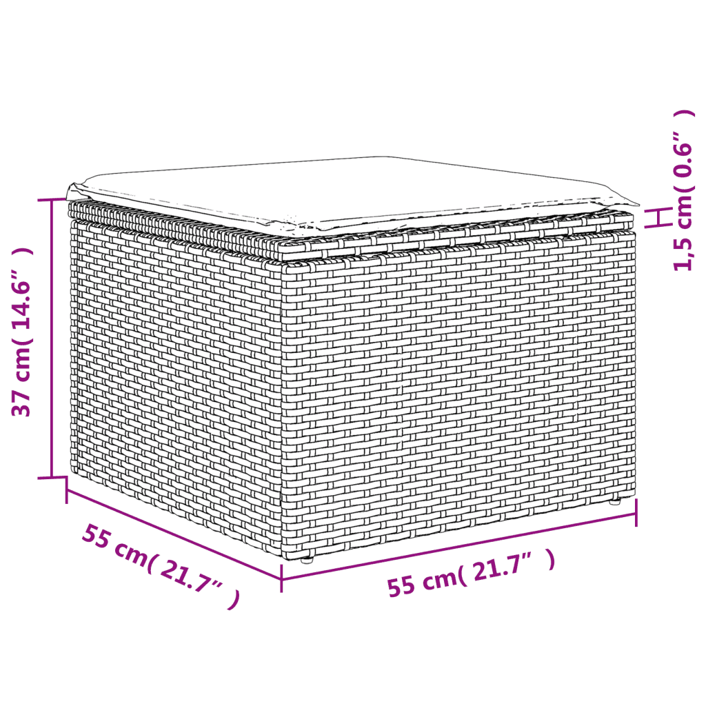 vidaXL 11-delige Loungeset met kussens poly rattan grijs