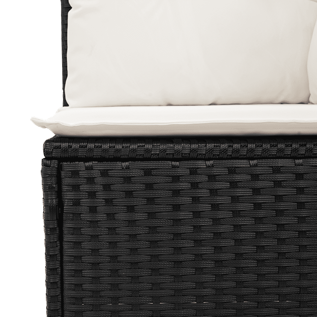 vidaXL 4-delige Loungeset met kussens poly rattan zwart