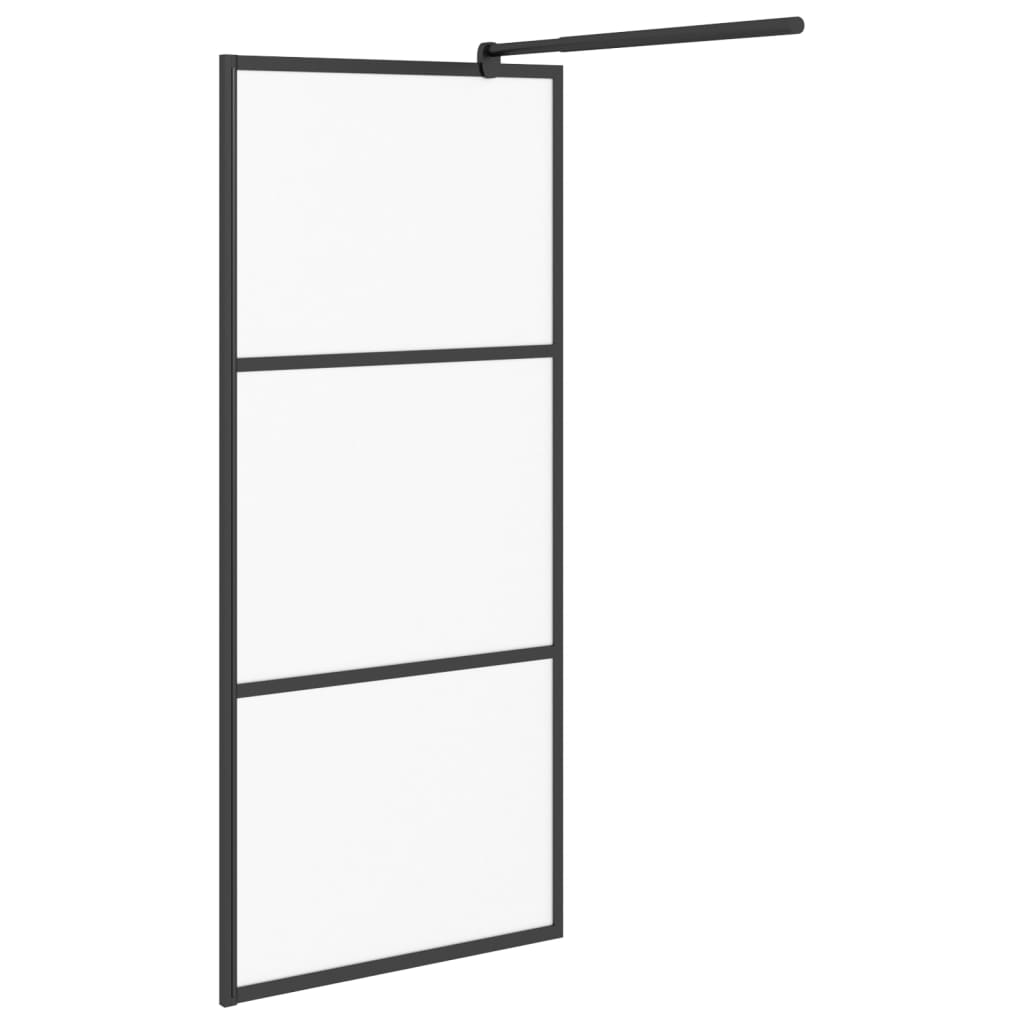 vidaXL Inloopdouchewand 90x195 cm mat ESG-glas zwart