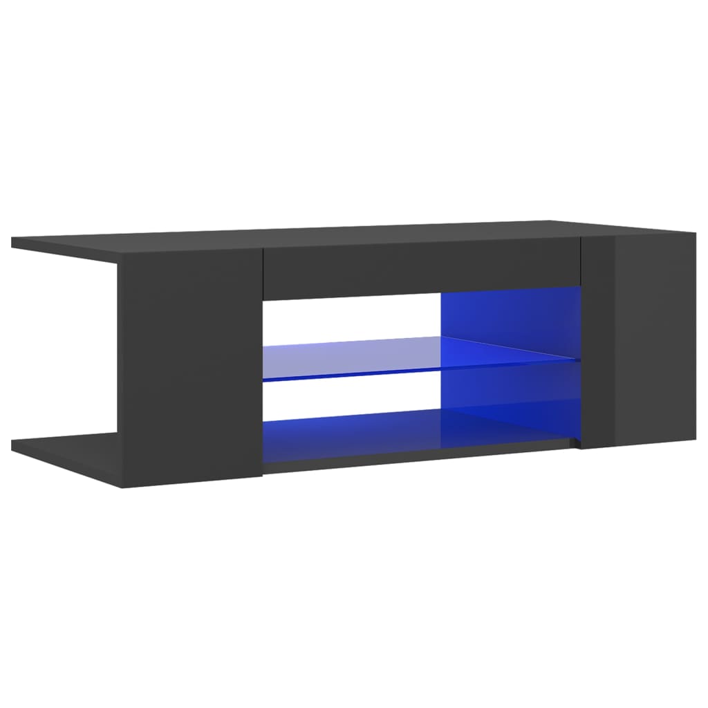 vidaXL Tv-meubel met LED-verlichting 90x39x30 cm hoogglans grijs