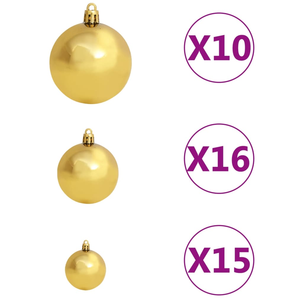vidaXL Kunstkerstboom met scharnieren 300 LED's en kerstballen 240 cm