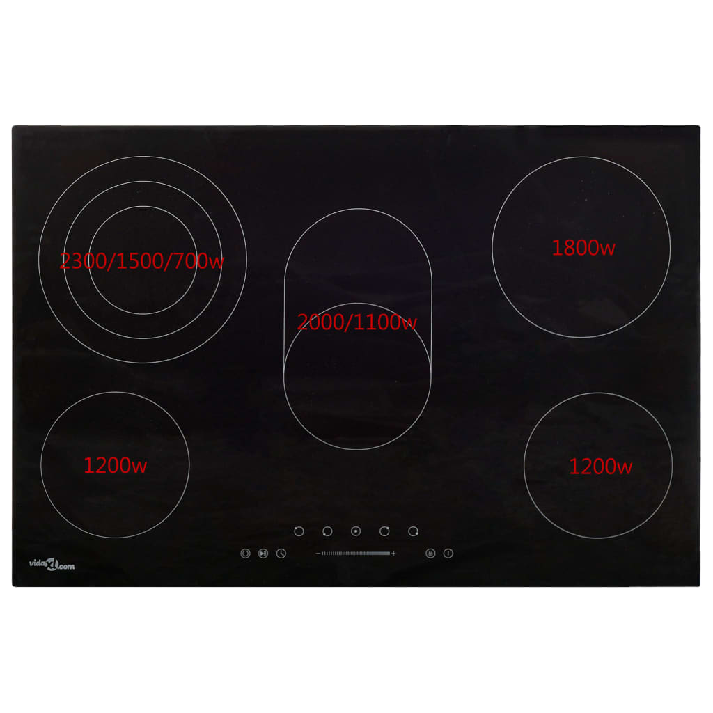 vidaXL Keramische kookplaat 5 kookzones aanraakbediening 8500 W 90 cm