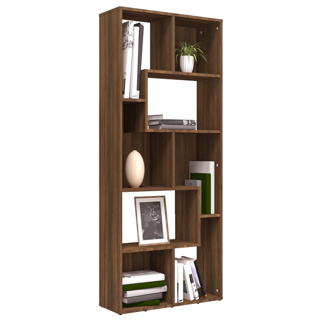 vidaXL Boekenkast 67x24x161 cm bewerkt hout bruin eikenkleur