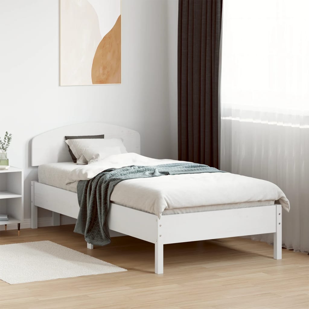 vidaXL Bedframe zonder matras massief grenenhout wit 90x190 cm