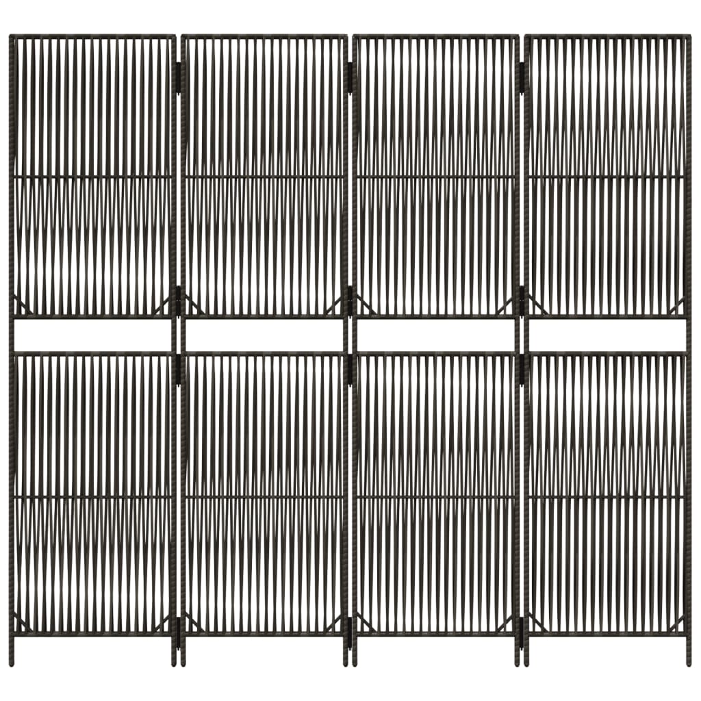 vidaXL Kamerscherm 4 panelen poly rattan grijs