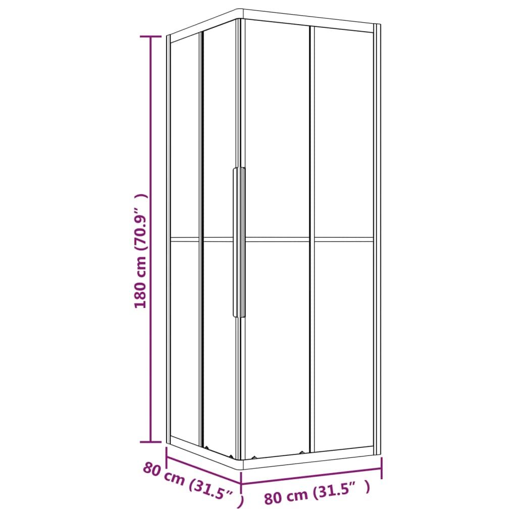 vidaXL Douchecabine 80x80x180 cm halfmat ESG zwart