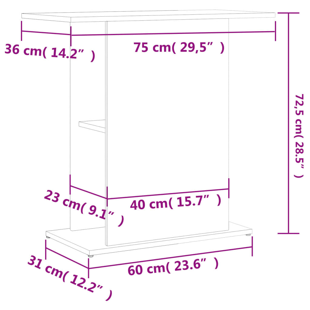 vidaXL Aquariumstandaard 75x36x72,5 cm bewerkt hout betongrijs