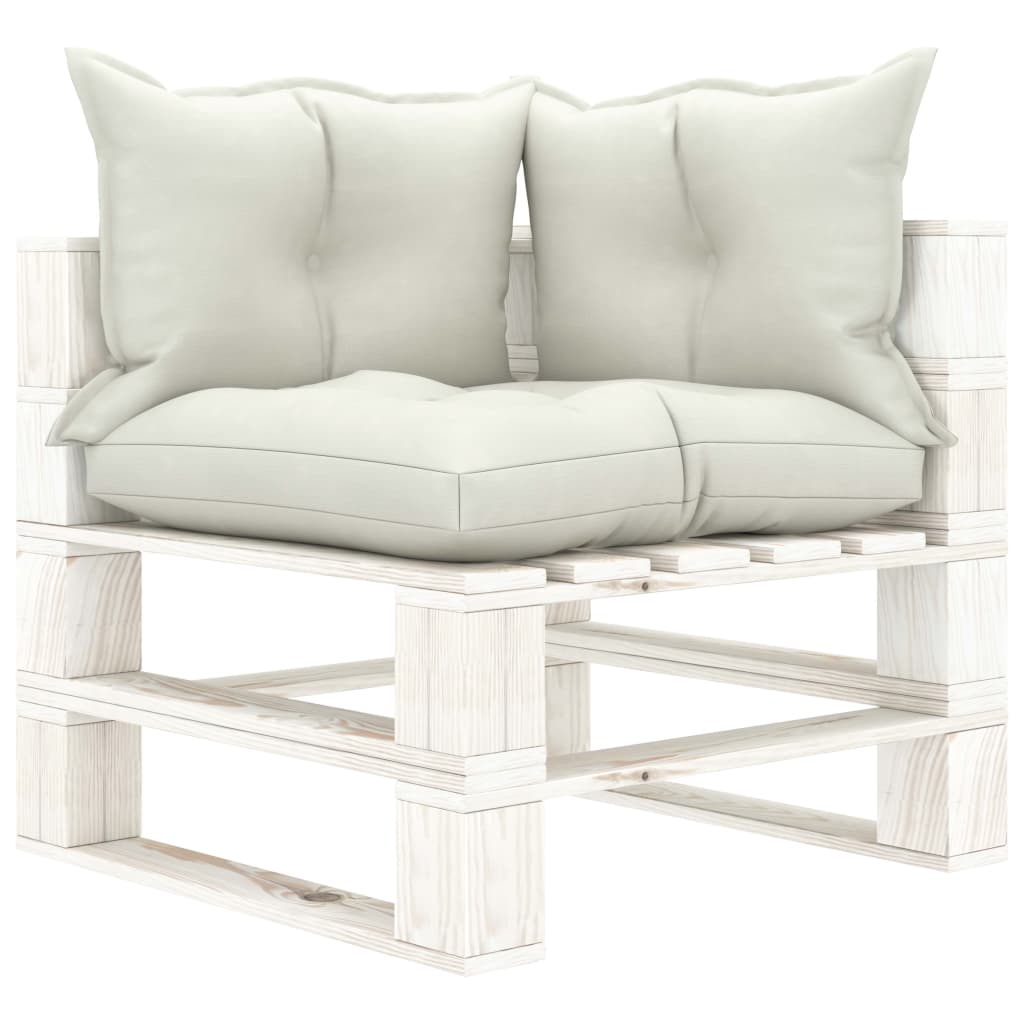 vidaXL 7-delige Loungeset met beige kussens pallet hout