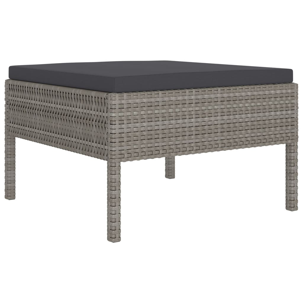 vidaXL 9-delige Loungeset met kussens poly rattan grijs