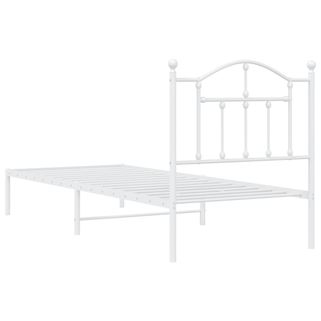 vidaXL Bedframe met hoofdbord metaal wit 90x200 cm