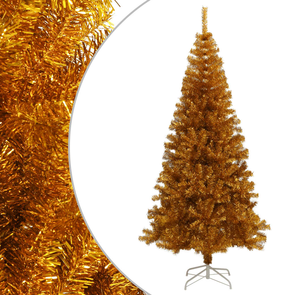 vidaXL Kunstkerstboom met standaard 180 cm PET goudkleurig