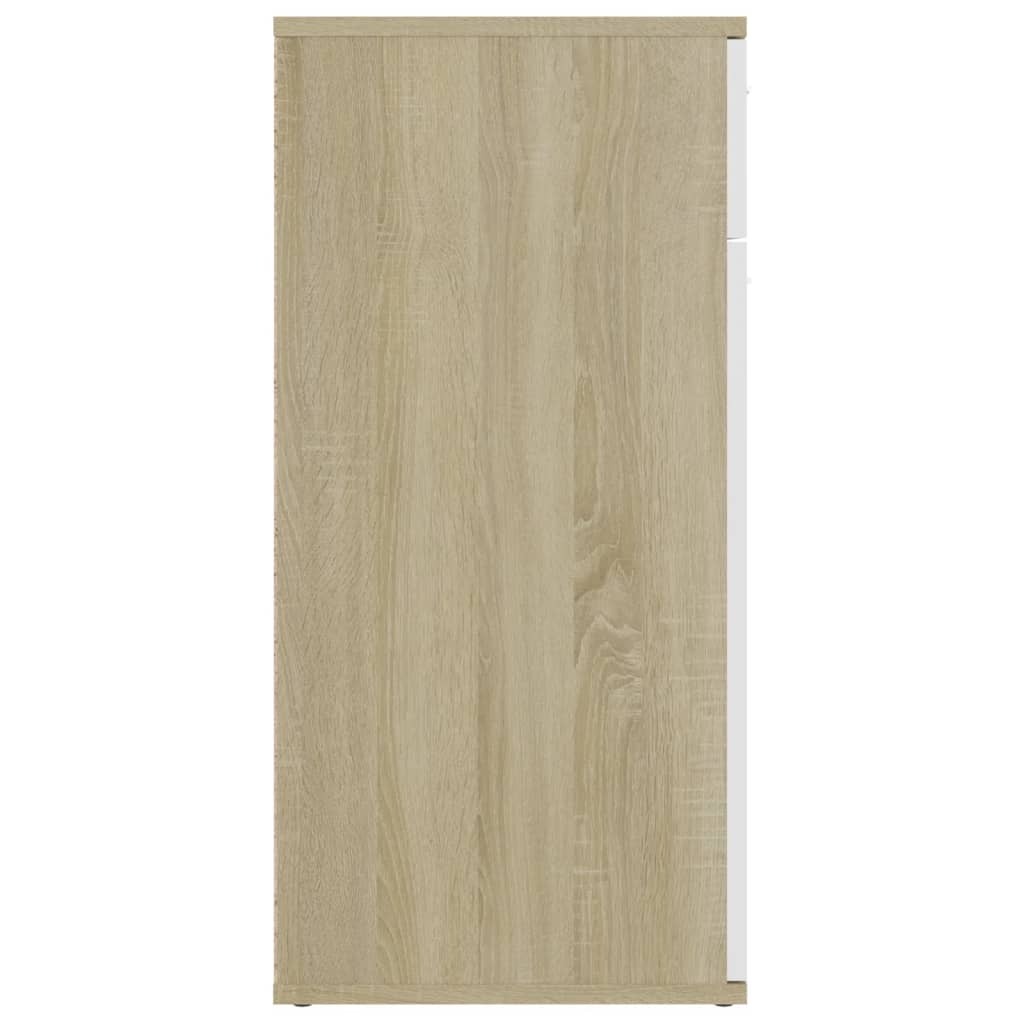 vidaXL Dressoir 80x36x75 cm bewerkt hout wit en sonoma eikenkleurig