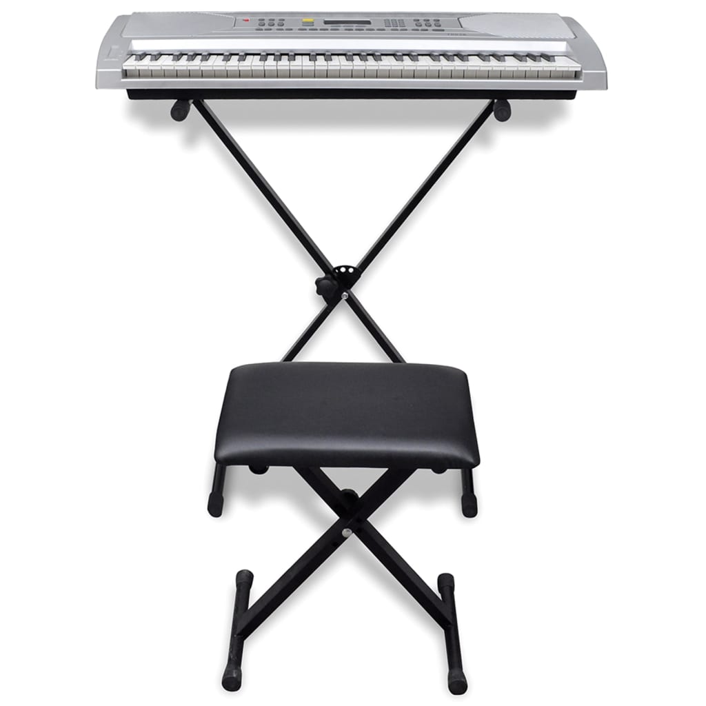 Keyboard met 61 toetsen + verstelbare standaard en een stoel