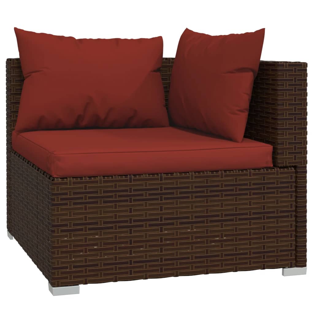 vidaXL 8-delige Loungeset met kussens poly rattan bruin