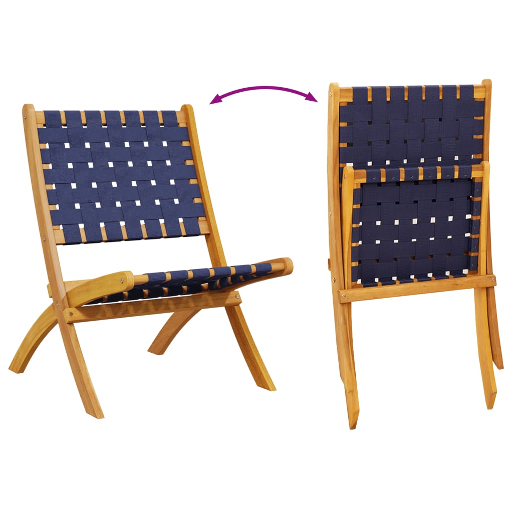 vidaXL Tuinstoelen 2 st inklapbaar acaciahout en stof donkerblauw