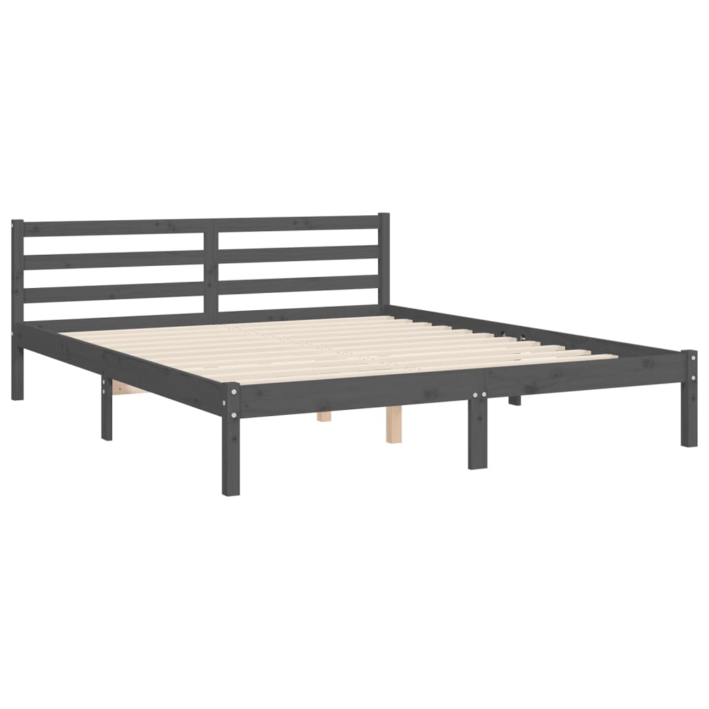 vidaXL Bedframe met hoofdbord massief hout grijs 160x200 cm