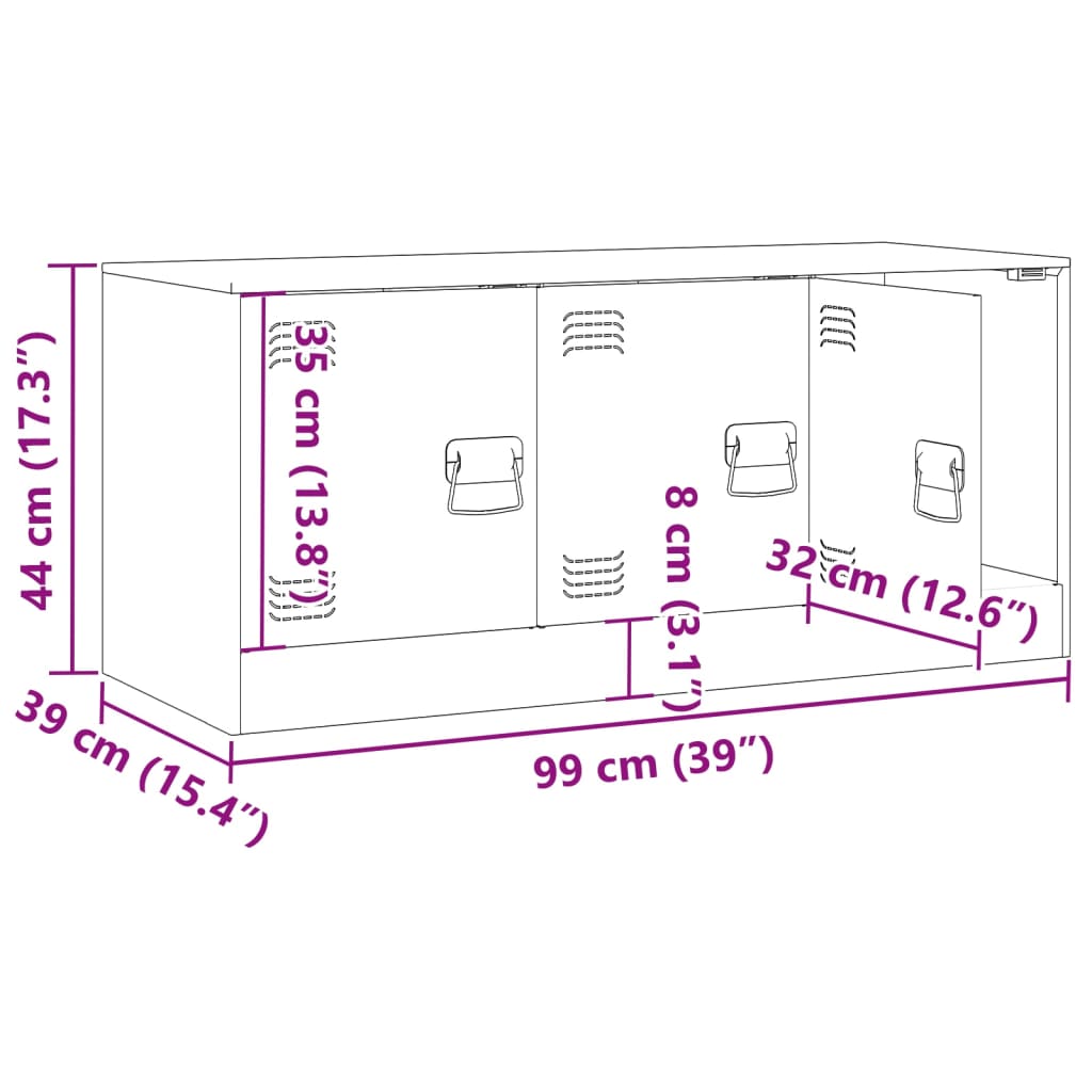 vidaXL Tv-meubel 99x39x44 cm staal roze