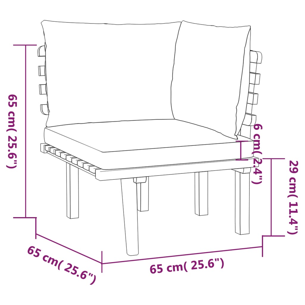 vidaXL 9-delige Loungeset met kussens massief acaciahout