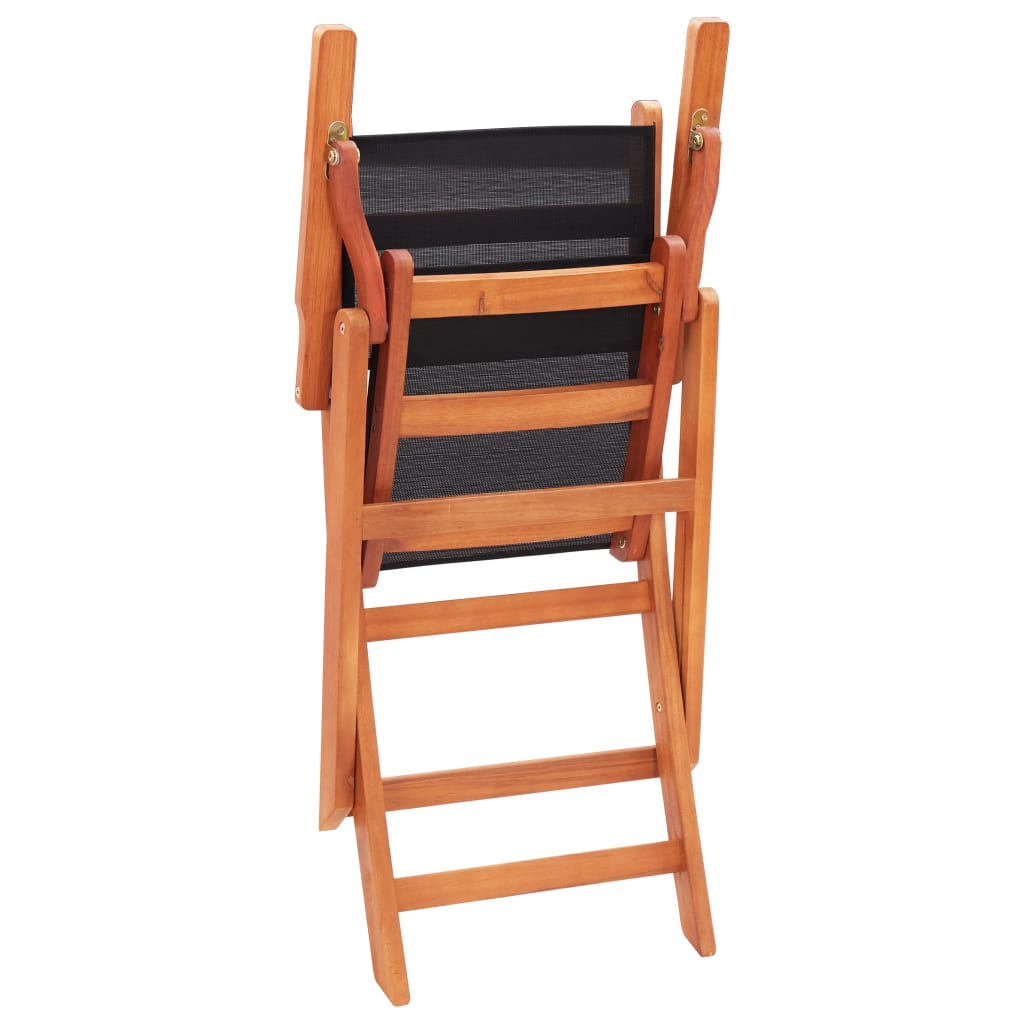 vidaXL Tuinstoelen inklapbaar 2 st eucalyptushout en textileen zwart