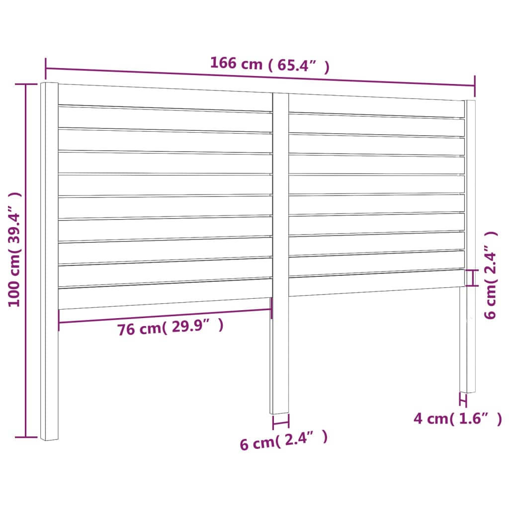 vidaXL Hoofdbord 166x4x100 cm massief grenenhout wit