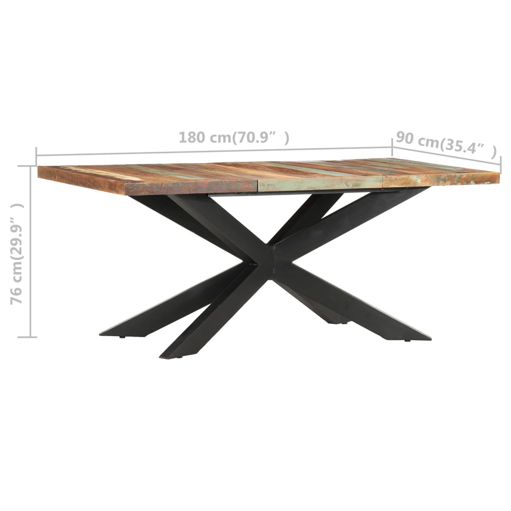 vidaXL Eettafel 180x90x76 cm massief gerecycled hout