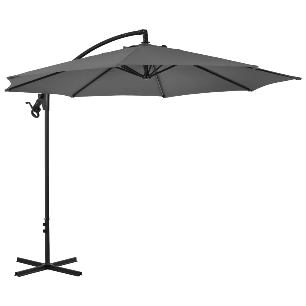 vidaXL Zweefparasol met stalen paal 300 cm antracietkleurig