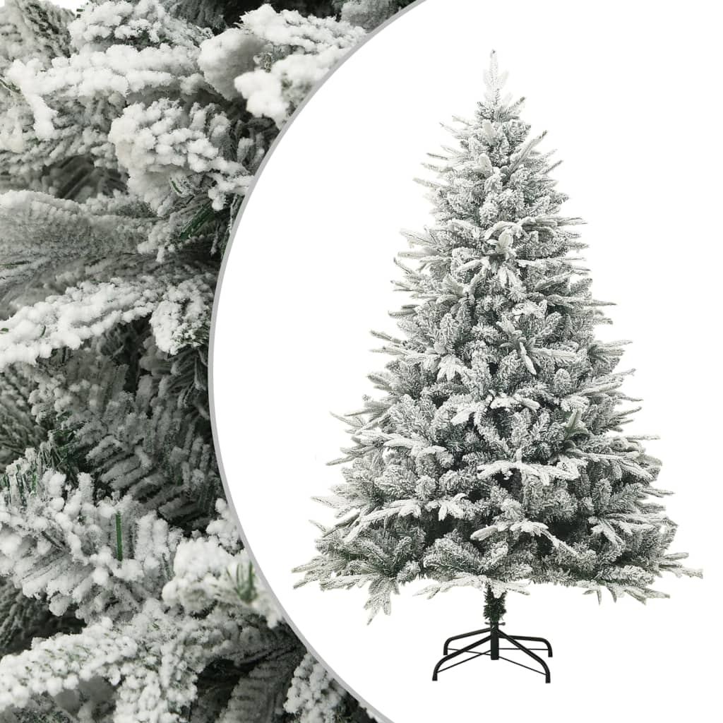vidaXL Kunstkerstboom LED's, kerstballen en sneeuw PVC en PE 240 cm