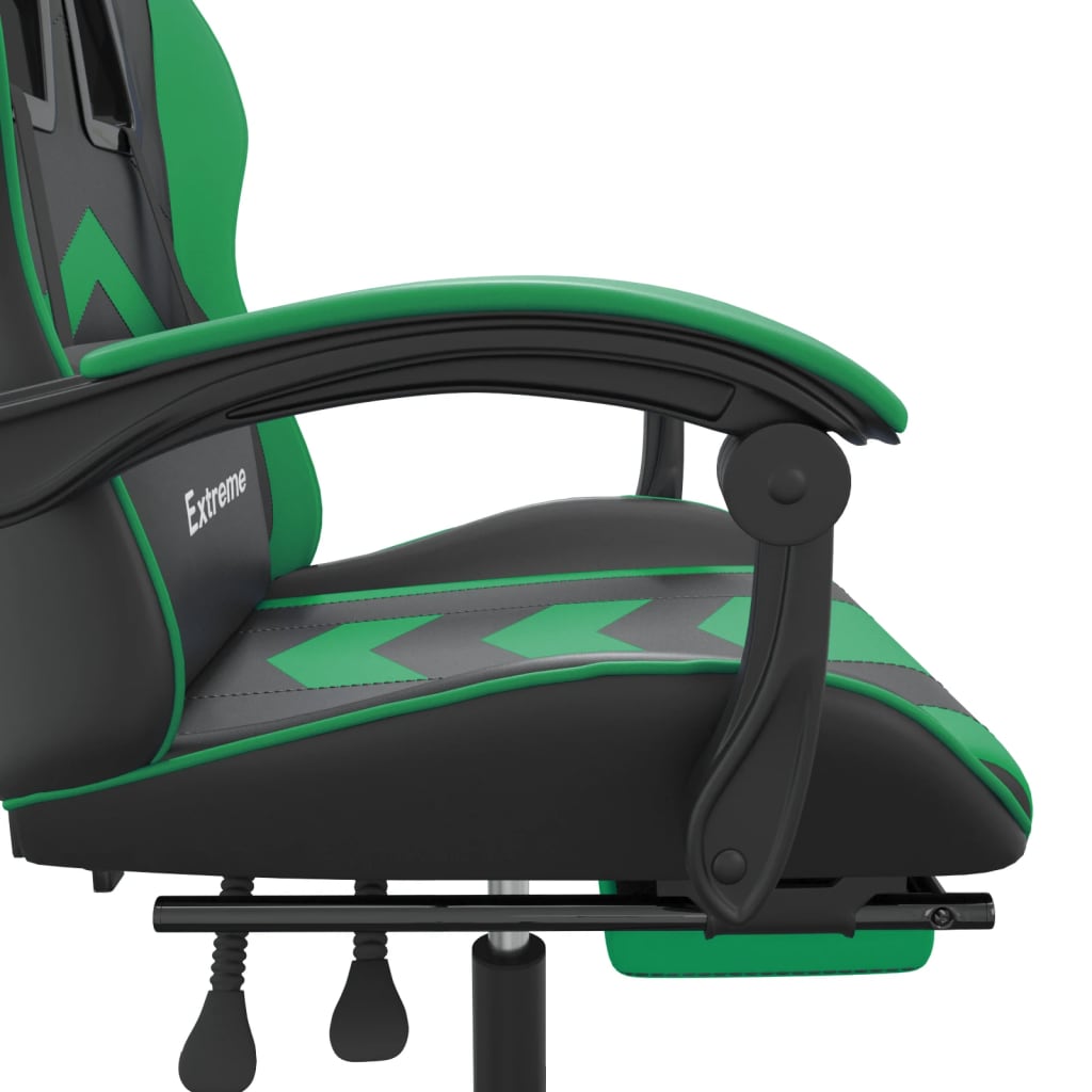 vidaXL Gamestoel met voetensteun kunstleer zwart en groen