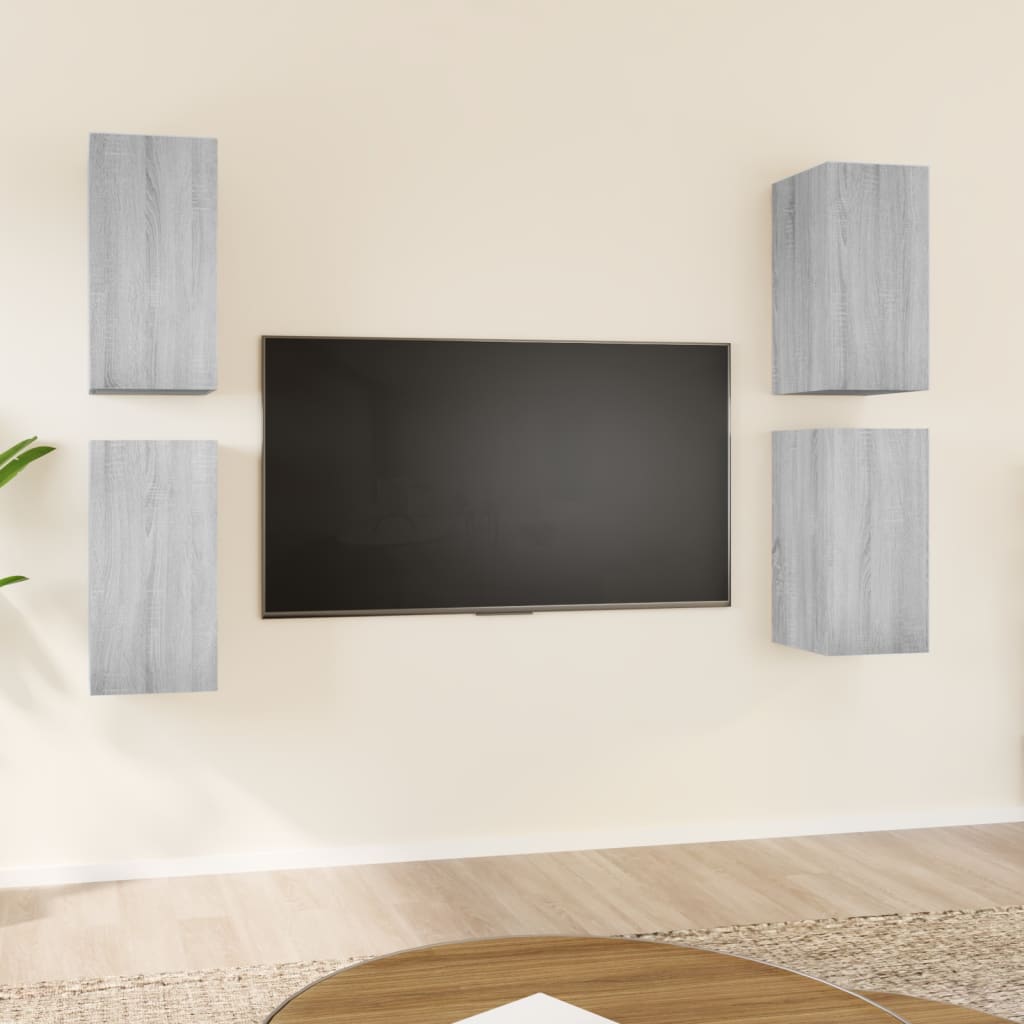 vidaXL Tv-meubelen 4 st 30,5x30x60 cm bewerkt hout grijs sonoma eiken