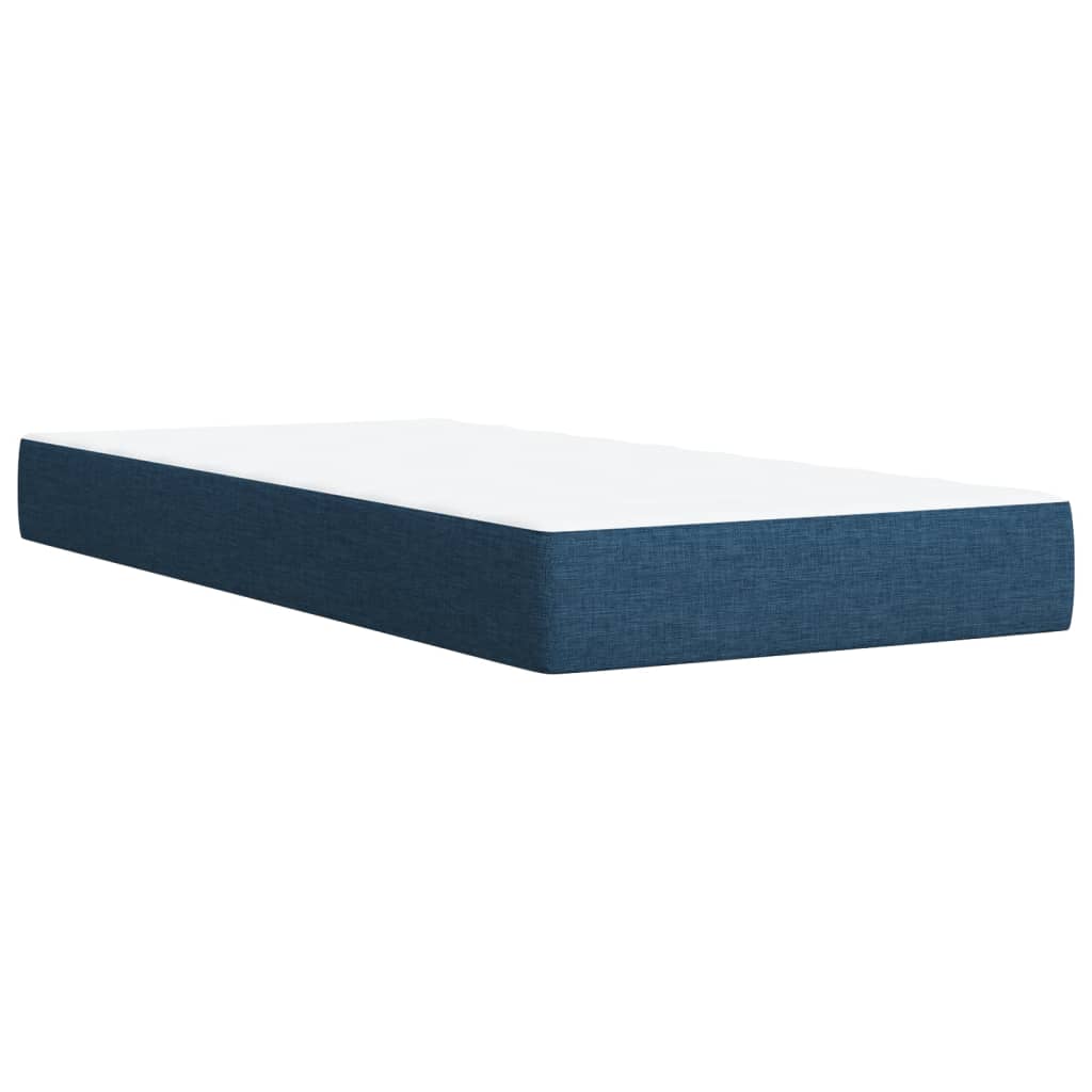 vidaXL Boxspring met matras stof blauw 90x200 cm